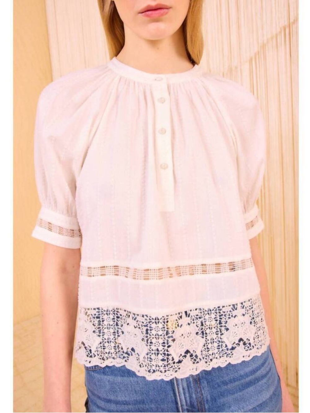 Ulla Johnson Faye Puff Sleeve Blouse in Pristine